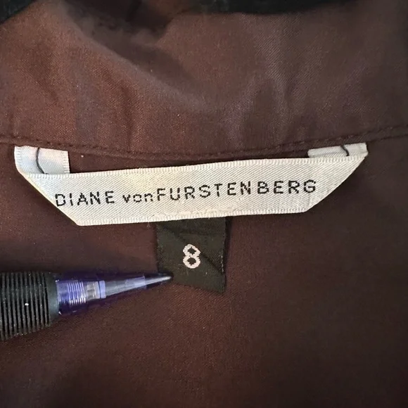 Diane Von Furstenberg Clive Chocolate Brown Military Button Up Shirt Dress Sz 8 - Picture 4 of 6